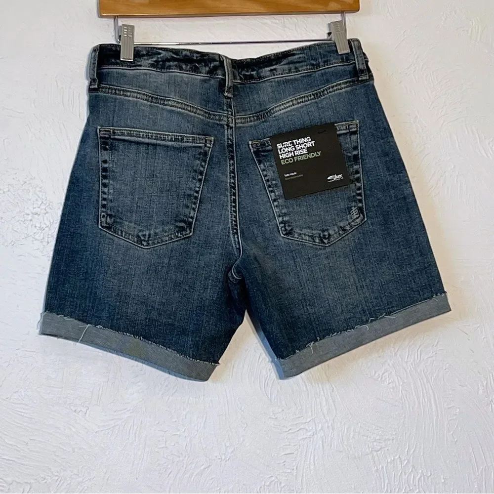 Silver Jeans Co. Women's Sure Thing Long High Rise Shorts Size 27  NWT